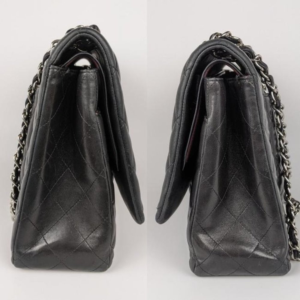 SOLD Chanel Black Maxi Lambskin Classic Flap Bag - Picture 6 of 12